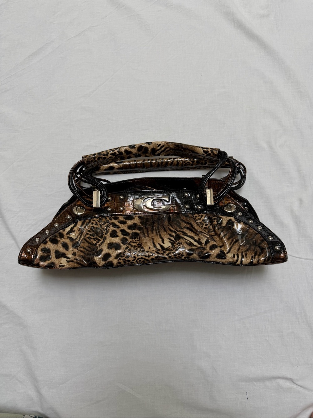 Y2K Leopard Print Satchel Handbag - Brown